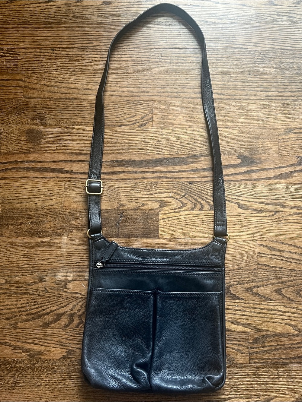 Fossil Black Leather Messenger Crossbody
